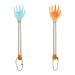 Dcniyt 2 pieces of telescopic back scratch and massage device pull-out stainless steel jewelry revolution tool with four sections (blue + orange) Blue + Orange