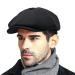 Fashion Mens Classic Newsboy Gatsby Hat Blend Wool Vintage Flat Ivy Cabbie Cap Boyfriend Gifts(Medium/Large/X-Large) Black 7-7 1/4