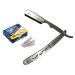 Classic Samurai CS-102 Stainless Steel Professional Barber Straight Edge Razor with 100 Lord Single Edge Razor Blades (Silver Metal)