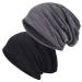 EINSKEY Slouchy Beanie for Men & Women, 2-Pack Oversize Long Skull Cap Large Knit Hat for All Seasons A_black & Grey (Thin) Thin & Lightweight