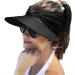 Muryobao Womens Sun Visor Hat Wide Brim Summer UPF 50+ UV Protection Beach Sport Cap Black