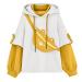 Attine Cute Bear Hoodies for Womens Kawaii Brown Sweatshirt Patchwork Long Sleeve Pullover Costume with Personality Bag A02-yellow 3X-Large