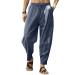 Gafeng Mens Linen Harem Pants Casual Loose Fit Beach Drawstring Elastic Waist Yoga Trousers with Pockets X-Large Grey