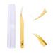 MGER Lash Tweezers for Eyelash Extensions  Hand Calibrated Dolphin-shaped Tip  False Lash Application Tools  Gold Dolphin-shaped Tweezers