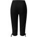 Women's Beach Capri - Casual Summer Elastic Waistband Leggings, Black, XX-Large - Buy Online on GoSupps.com