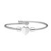 Jeolory Shiny Cute Stainless Steel Love Heart Pendent Charm Adjustable Wrist Bracelet Bangle Cuff Fashion Jewelry (Silver)