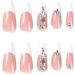 24pcs Long Coffin False Nails French White Tip Stick on Nails Press on Nails with Rhinestones Removable Glue-on Nails Full Cover Fake Nails Women Girls Nail Art Accessories 0268Y50 - Buy Online on GoSupps.com
