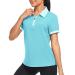 IGEEKWELL Women Polo Shirts Moisture Wicking Golf Shirts Slim Fit Golf Apparel Athletic Tennis Casual T-Shirts S/M/L/XL/XXL A-azure Blue Large