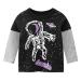 Kids Plain Shirt Toddler Kids Baby Boys Girls Galaxy Spaceman Print Long Sleeve Crewneck T Shirts Kids Black 4-5T