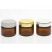 50ml Brown Glass Jar with Gold Lid - Empty Cosmetic Cream Jars | Set of 3 Kosmetex Glass Containers for Skincare - Buy Online on GoSupps.com