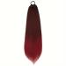 60 cm Long Straight Ponytail Hairpiece Synthetic Hair Extension Braid Hair Extension for Women Girls (Red Wine)