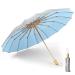 OZ SMART Sun/Rain Compact Umbrella, UPF 50 UV Protection 16 Fibreglass Ribs Super Windproof Folding Umbrella Parasol, Sun Blocking Travel Golf UV Umbrella Silver / Sky Blue