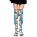 Aiyoolee Novelty Compression Socks for Girls, Thigh High Crew Socks Axolotls Hearts And Bubbles Teal Green, Breathable and Moisture Wicking Socks for Birthday Party Dress, One Size