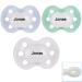 BabyNova pacifier with name symmetrical silicone size 2 (light blue+mint green+white) (pack of 3)