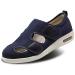 Women's Diabetic Sandals Adjustable Closure Comfy Slippers Extra Wide Walking Shoes for Diabetic Edema Plantar Fasciitis Bunions Arthritis Swollen Feet 8 X-Wide Navy Blue