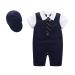 AmzBarley Baby Boys Gentlemans Outfit Suit Kids Long/Short Sleeve Dress Shirt Pants Vest Bowtie Tuxedo Rompers Childs Birthday Evening Holiday Party Navy 104 18-24 Months