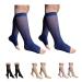 HealthyNees 2 Pair 8-15 mmHg Sheer Compression Leg Calf Shin Thin Open Toe Socks Small/Medium (2 Pair) Navy