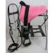 Miniature Horse/SM Pony Bareback Saddle Set - Bright Pink - Floral Overlay - Complete Bridle with Free BIT (Snaffle Style Varies)