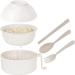 Instant Noodles Bowl with Chopsticks Spoon Fork Rapid Ramen Noodles for College Dorm Room Essentials Dishwasher-Safe Ramen Bowl Microwave Ramen Bowl Set Instant Noodle Bowl (WHITE)