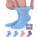 Doctor's Select Bamboo Diabetic Socks Women & Men - 4 Pairs Ankle Length Womens Diabetic Socks | Bamboo Socks Womens Large Light Blue  Blue  Purple  Pink
