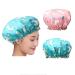 Kuou shower hoods for women/men/children elastic band double -aged bath cap waterproof lined with satin keeps the hair dry 2 pieces 2 pieces (1 Pack)