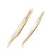 MEILAIMDY Eyelash Extension Tweezers - Professional Curvy | Tweezers with Pointed Edge Stainless Steel Precision Tool for False Eyelashes Tweezers 2 Pack (Gold) Dolphin&Pointed Edge Tweezer Gold