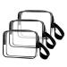 3pcs/pack Sariok Clear Toiletry Bag with Zipper TSA Approved Travel Cosmetic Bag PVC Make-up Pouch Handle Straps for Women Men, Carry On Airport Airline Compliant Quart Bags 3-1-1 Kit Luggage 1.black