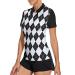 Soneven Women's Short Sleeve Golf Shirt Moisture Wicking Athletic Golf Polo Shirts Tennis Shirts Dry Fit Large 02-argyle