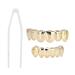 Herchr Funny wrong teeth for Halloween shiny brass teeth smooth prosthesis teeth decoration for Halloween-Party gift (golden)