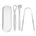 Tongue Scraper with Case 3PCS Reusable Stainless Steel Tongue Scrappers Brush Metal Tongue Scrubber with Dual Carved Handle for Adults(Silver)