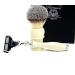 Shaving brush with synthetic hair and triple cartridge interchangeable head for men ivory