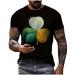 Fashion Color Block Green T-Shirt Men's St. Patrick's Day Breathable Short Sleeved Casual Tops Undershirt Pullover Black Large