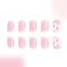 White French Tip Press on Nails with Pink Bow | Short Square Glue on Acrylic Manicure Art | 24 Pcs Glossy Nude Pink Fake Nails for Women & Girls - Buy Online on GoSupps.com