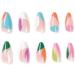 Justotry 24 Pcs Iridescent Oval False Nails Short | Colourful French Press on Nails | Rainbow Nails with Nail Glue | Almond Stick on Nails for Women - Buy Online on GoSupps.com