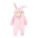 Kids Tales Newborn Baby Winter Warm Outfits Cute Rabbit Ear Hooded Zipper Romper 0-3 Months Thick Fleece 03