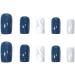 Blue False Nails Short Maggidea Stick on Nails 24pcs Square Press On Nails with Glue Elegant Simple Design Fake Nails for Women Girls (Blue White) - Buy Online on GoSupps.com