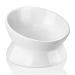Nucookery Elevated Cat Food Water Bowl,Ceramic Raised Tilted Pet Feeder and Waterer Protect Pets' Spines,Small Dog Fat Faced Cat Kitten Supplies 5" Pure white