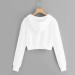 White Long Sleeve Crop Top Zip Up Hoodie with Pockets for Women - Workout Sweatshirts - Buy Online on GoSupps.com