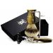 Premium Men's Shaving Kit - 3 Edge Razor Silver Tip Badger Hair Brush & Stand | Perfect Grooming Gift - Buy Online on GoSupps.com