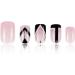 French Tip Press on Nails - Short Square Press On Nails with Nail Tips Geometric pattern design Pink Fake Nails press on nails Acrylic False Nails Cute Artificial Nails - Buy Online on GoSupps.com