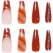 Maple Leaf Red Coffin False Nails Set - 24PCS Full Cover Acrylic Press On Nails with Glue Stickers for Women and Girls Nail Art - Buy Online on GoSupps.com