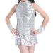 Happy Cherry Girls Sequin Dance Sparkle Hip Hop Dance Outfit Jazz Sleeveless Top and Shorts Silver-new 6-7 Years
