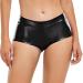 Javly Women's Metallic Rave Booty Shorts Shiny Dance Bottoms Hot Pants for Halloween Clubwear X-Small Black