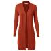 MAYSIX APPAREL Long Sleeve Long Line Knit Sweater Open Front Cardigan W/Pocket for Women (S-3XL) Medium Msg9-rust