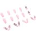 24Pcs/Set Long Ballet Pink Butterfly Diamonds False Nails Acrylic Fake Nails Full Cover Nails Tips Artificial Finger Manicure Press on nails for Women and Girls - Buy Online on GoSupps.com