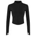 BBL jacket women running jacket women breathable sports jacket long arm running jackets yoga fitness sports jacket with zipper training jacket with thumb holes fit yoga sportswear with thumb holes s black s
