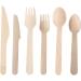 (Pack Of 100) Disposable Wooden Cutlery Set Wedding Birthday Party Tableware Environmentally Friendly Outdoor Supplies Durable Wooden Dinnerware - Buy Online on GoSupps.com