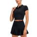 CRZ YOGA Workout Short Sleeve Shirts for Women Golf Polo Shirt Crop Tops Tennis Athletic Sports T-Shirts X-Small Black