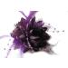 Purple Flora Feather Bead Corsage Hair Clips Fascinator Dark Purple