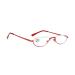 Fashion Half-moon Reading Glasses for Women Men Metal Half Frame Anti Eyestrain Readers Anti Glare Eyeglasses (Color : Red Size : 2.5x)